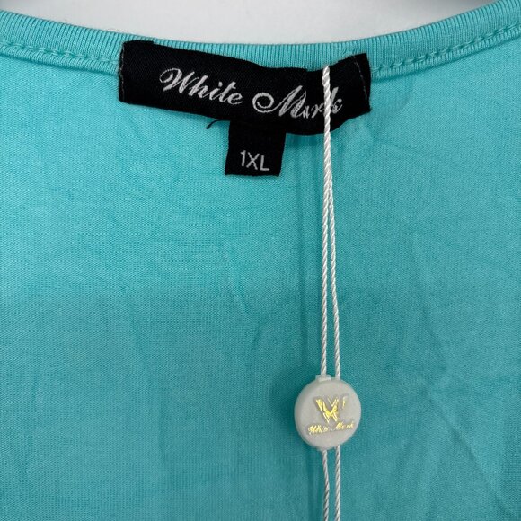 White Mark Women's Plus Size Short Sleeve V-Neck Maxi Dress Blue Size 1X NWT - Picture 5 of 6